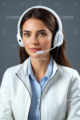 戴耳机的女性客服人员肖像