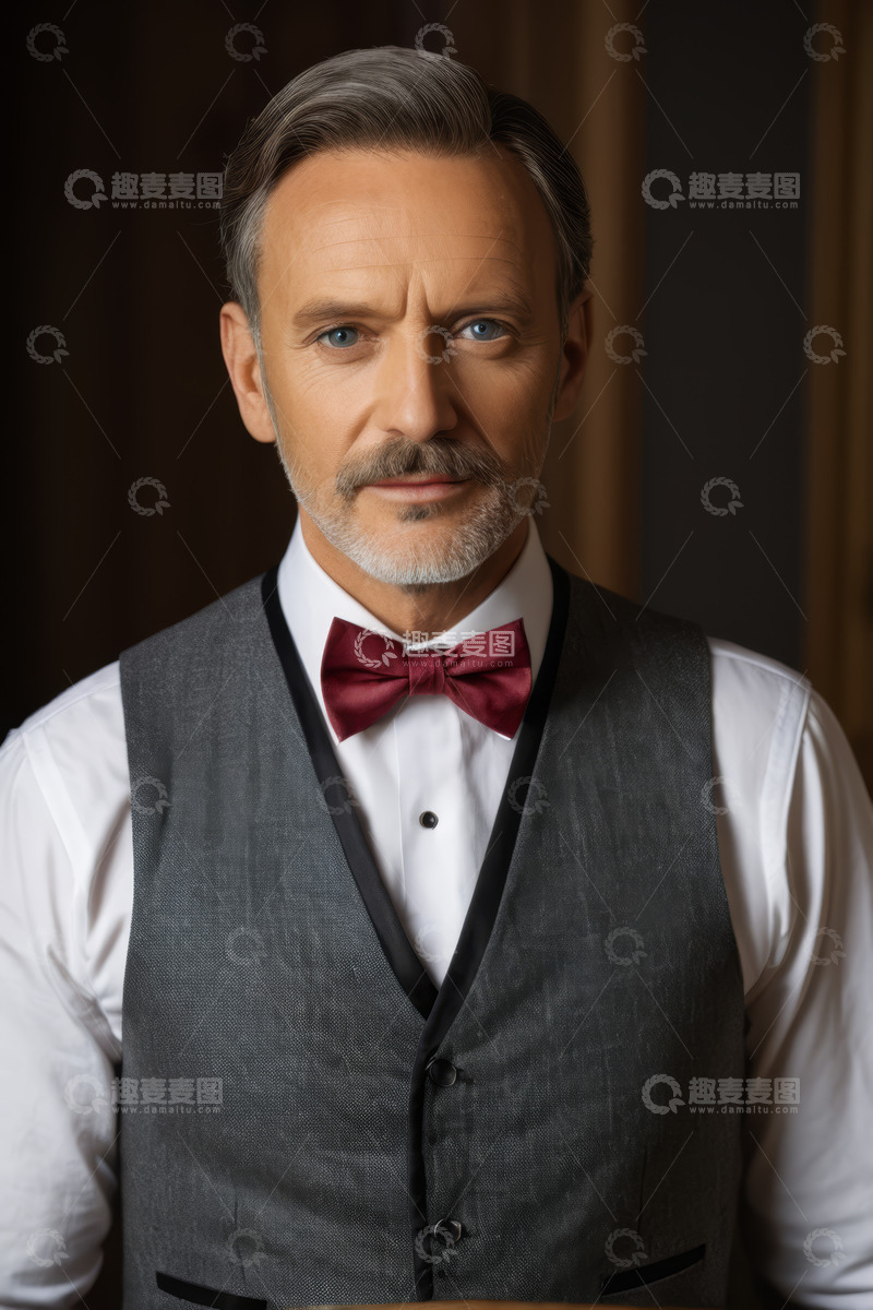 高清大图下载【趣麦麦图】穿着西装马甲的成熟男人肖像