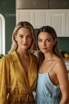 高清大图下载【趣麦麦图】两位年轻女性室内合影