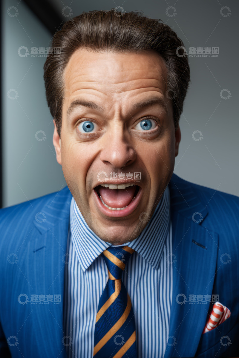 高清大图下载【趣麦麦图】表情惊讶的商务男士肖像