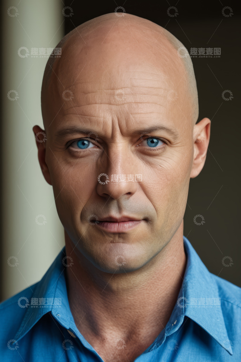 高清大图下载【趣麦麦图】光头男性面部特写肖像