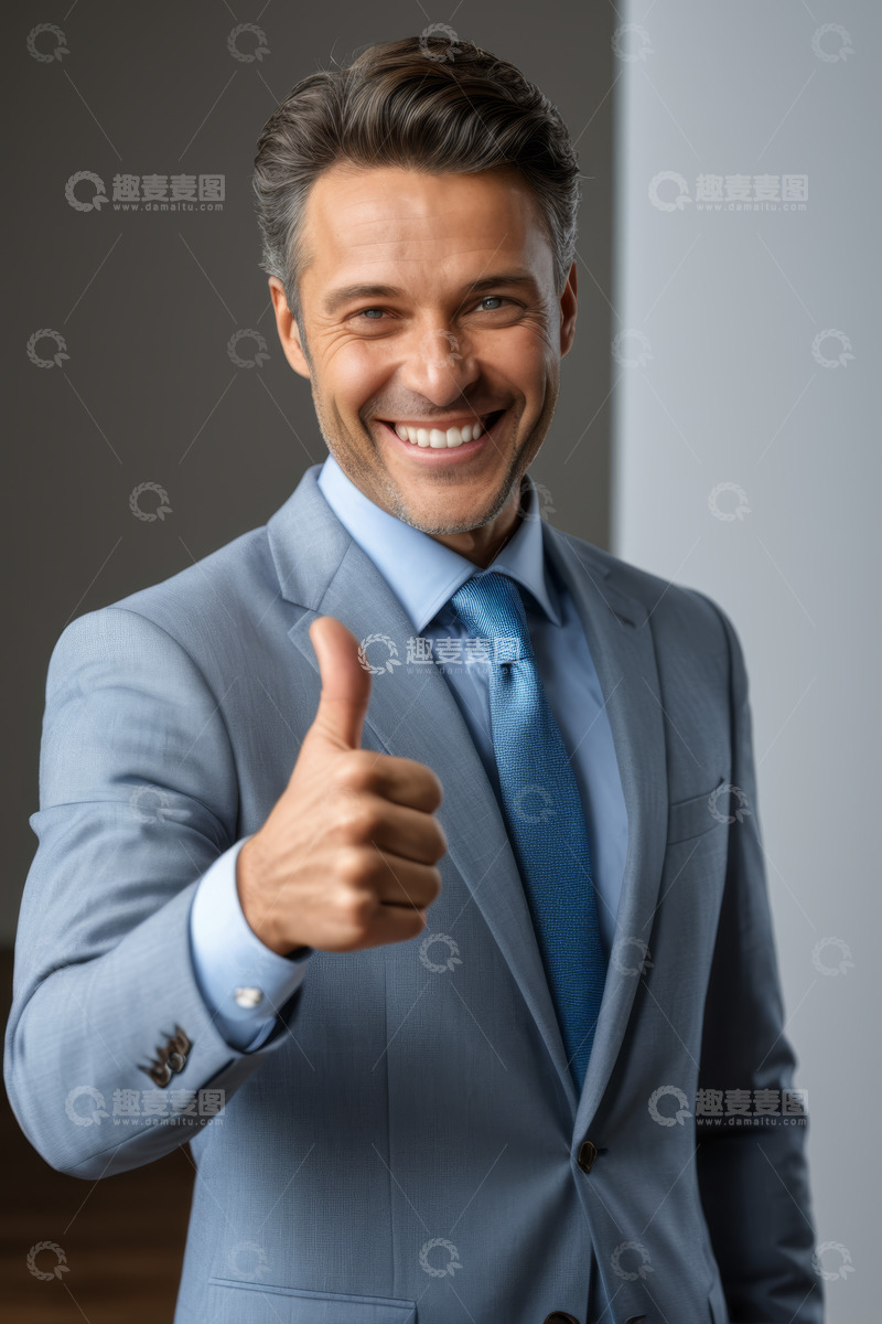高清大图下载【趣麦麦图】西装男士竖大拇指正面照