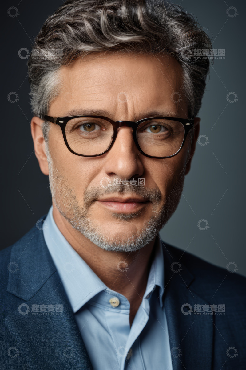 高清大图下载【趣麦麦图】商务男士戴眼镜肖像特写