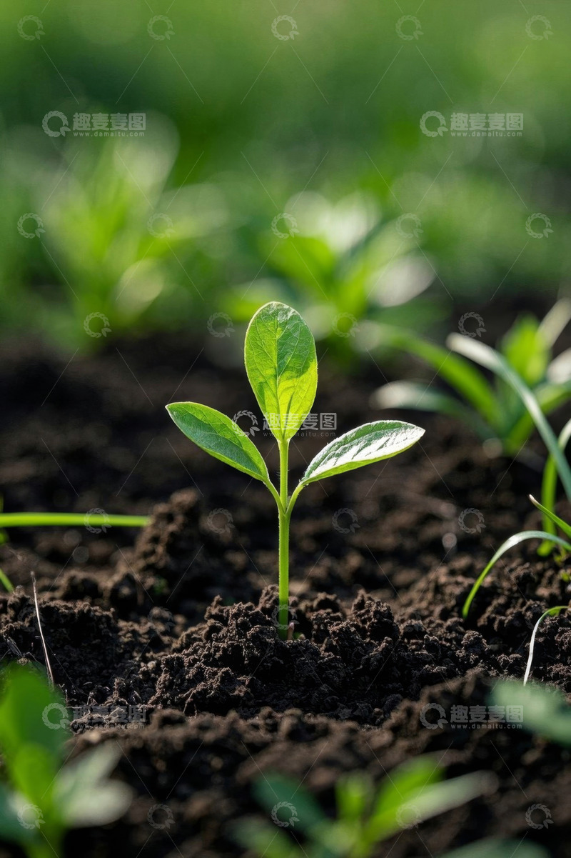 高清大图下载【趣麦麦图】破土而出的嫩绿植物幼苗