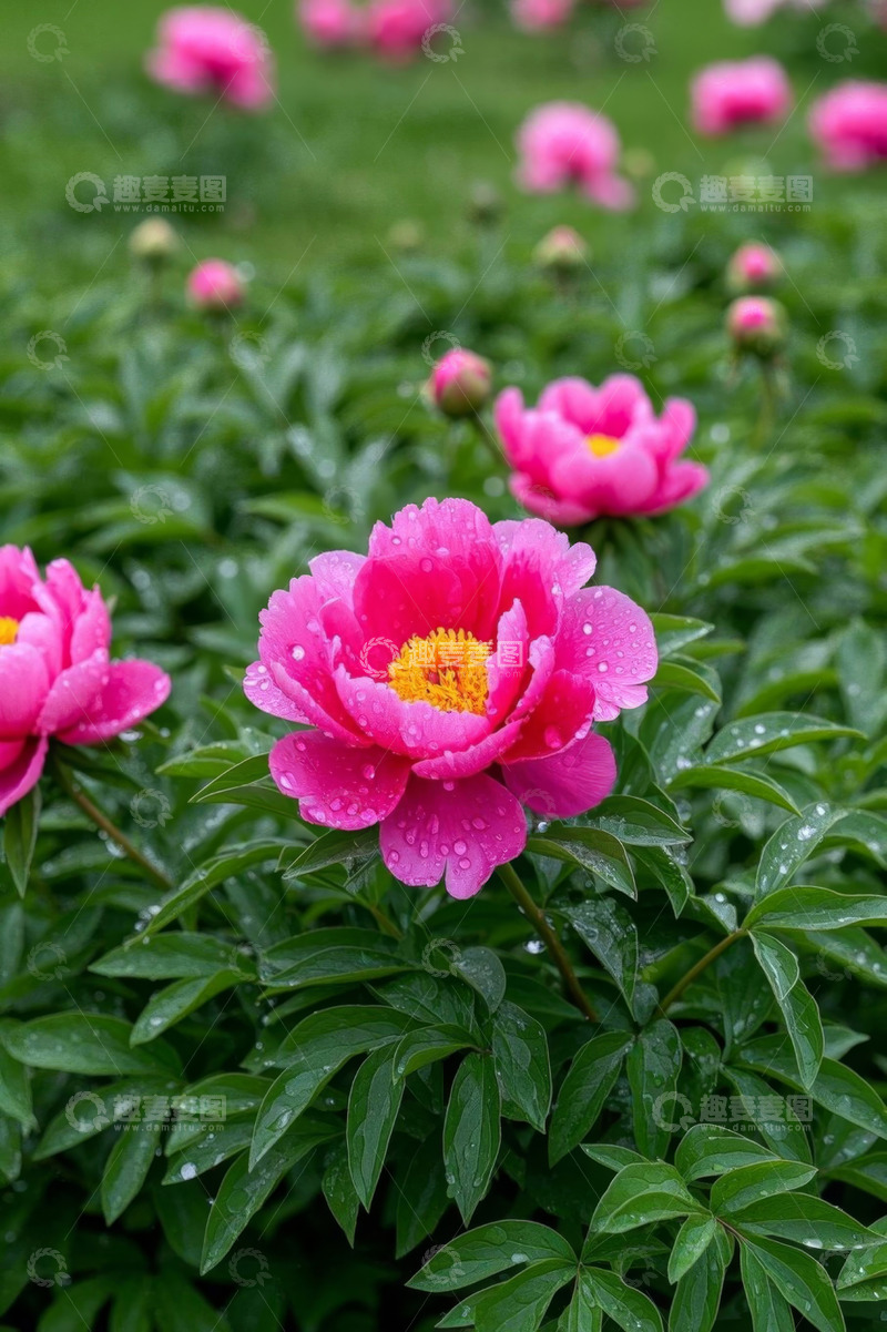 高清大图下载【趣麦麦图】带水珠的粉色牡丹花卉