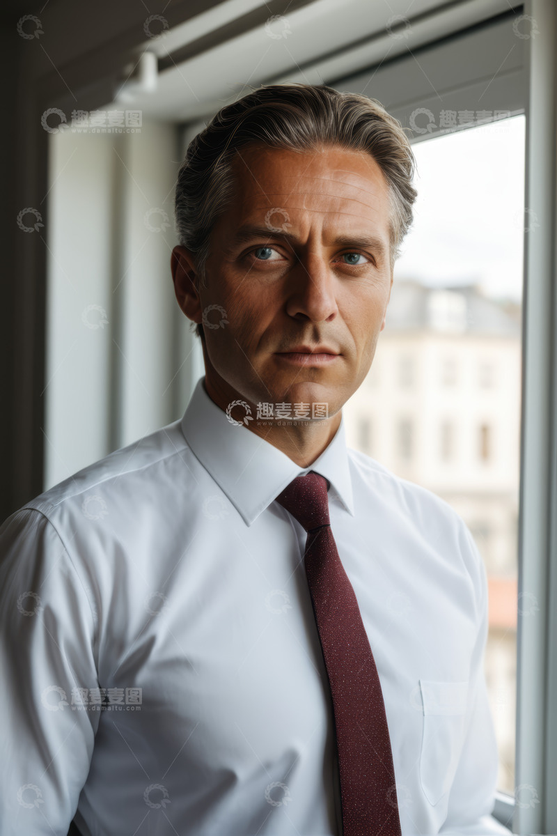 高清大图下载【趣麦麦图】商务男士窗边正装肖像