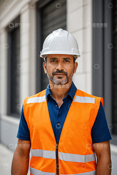 穿着安全背心的建筑工人