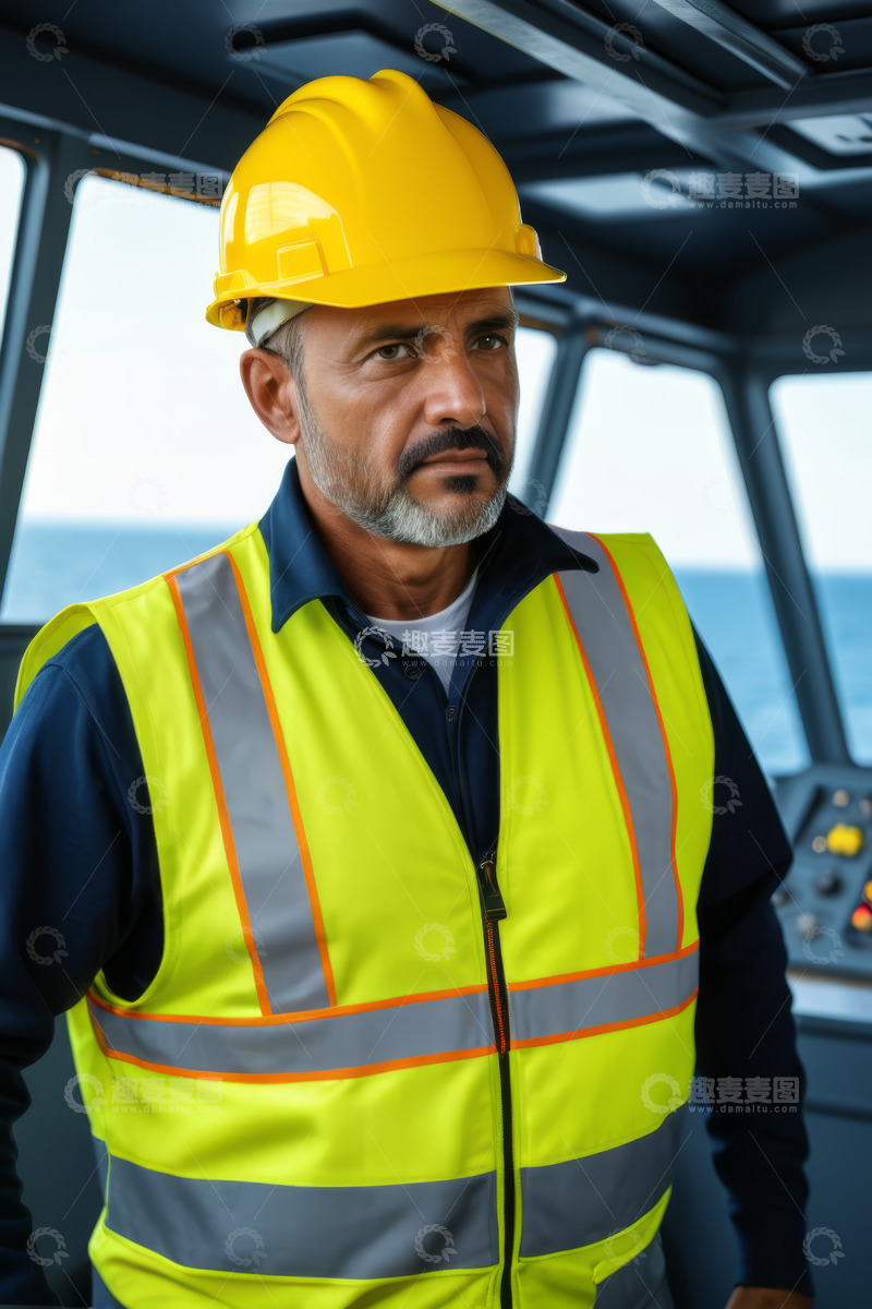 高清大图下载【趣麦麦图】穿反光背心戴头盔的工人