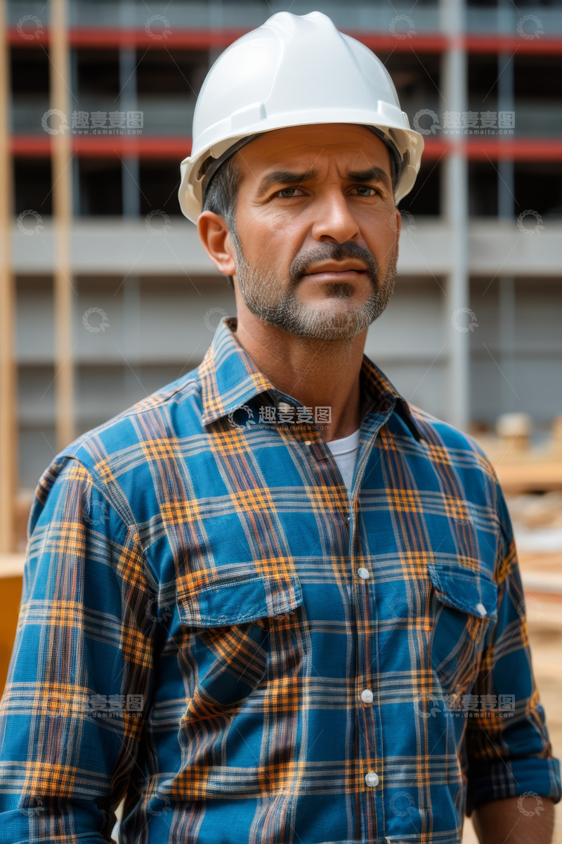 高清大图下载【趣麦麦图】建筑工地男性工人肖像