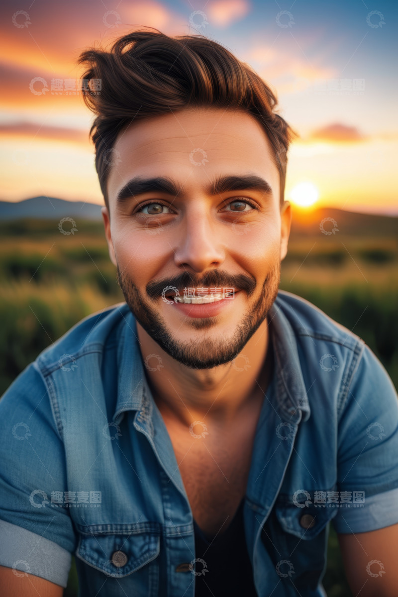 高清大图下载【趣麦麦图】户外微笑男子特写