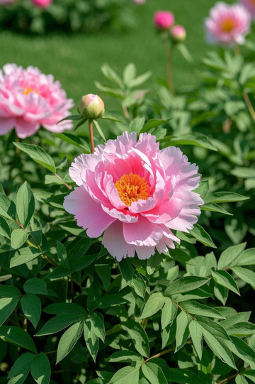 盛开的粉色牡丹花