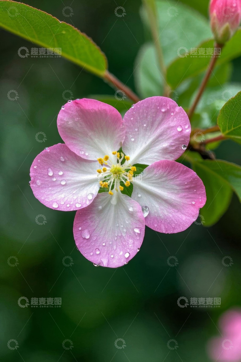 高清大图下载【趣麦麦图】带水珠的粉色花朵特写