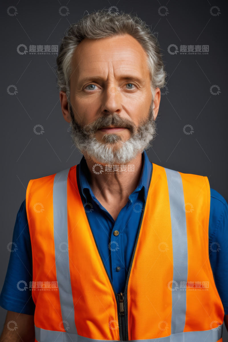 高清大图下载【趣麦麦图】穿反光背心的成熟男性肖像