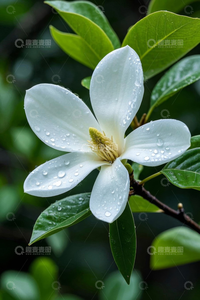 高清大图下载【趣麦麦图】带水珠的白色花朵特写