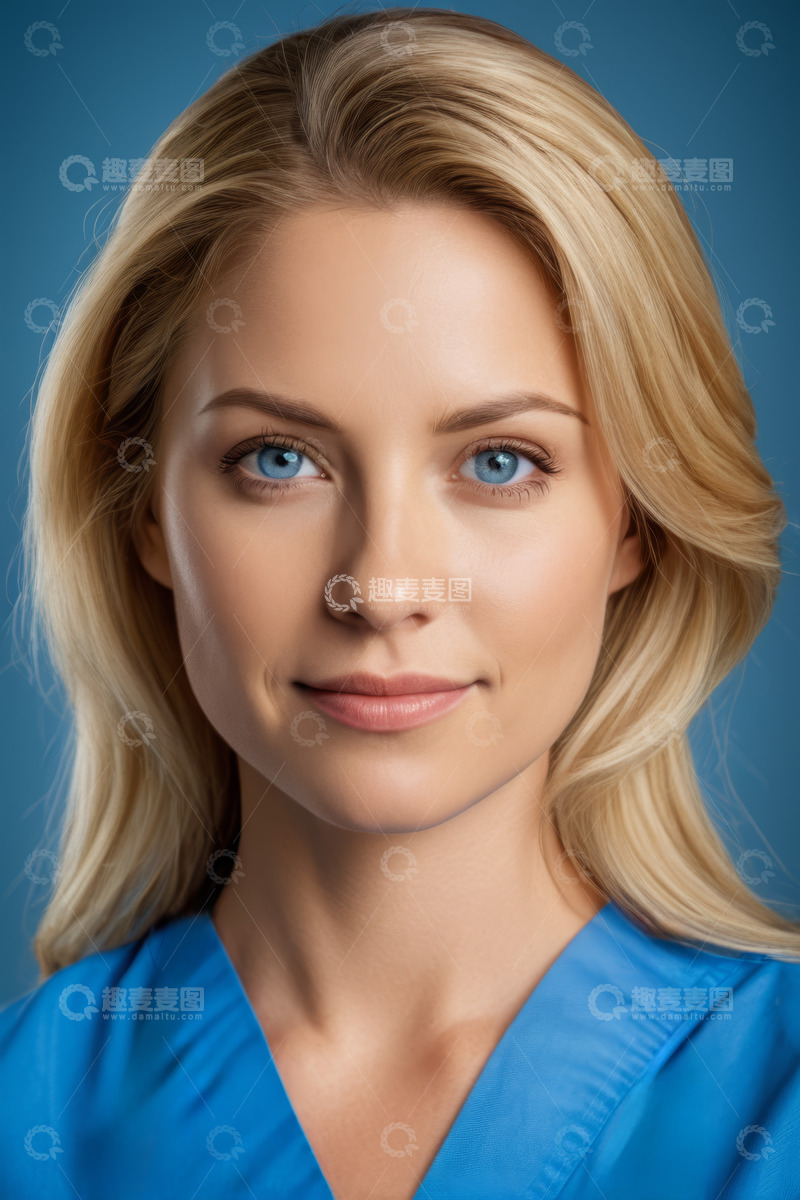 高清大图下载【趣麦麦图】金发女子微笑面部特写