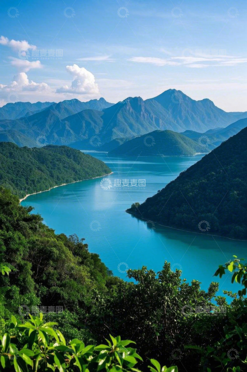 高清大图下载【趣麦麦图】山水相依的自然风光全景