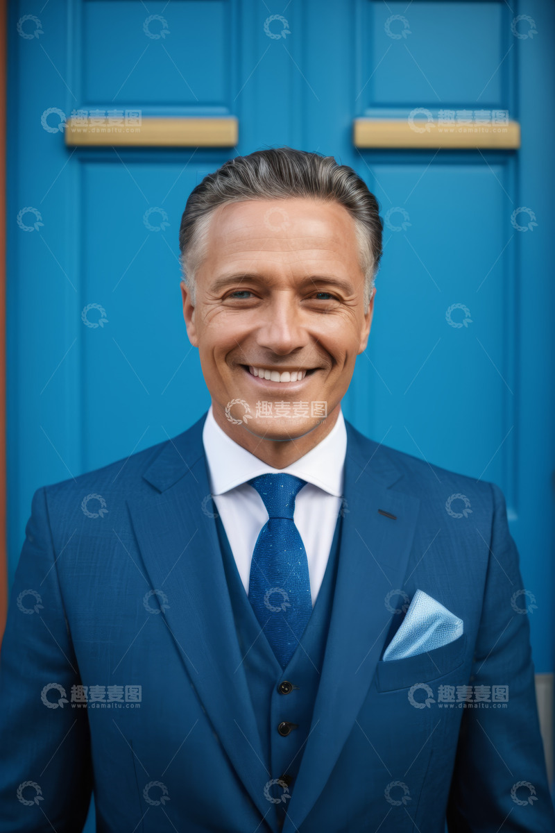 高清大图下载【趣麦麦图】身着西装微笑的成熟男士肖像