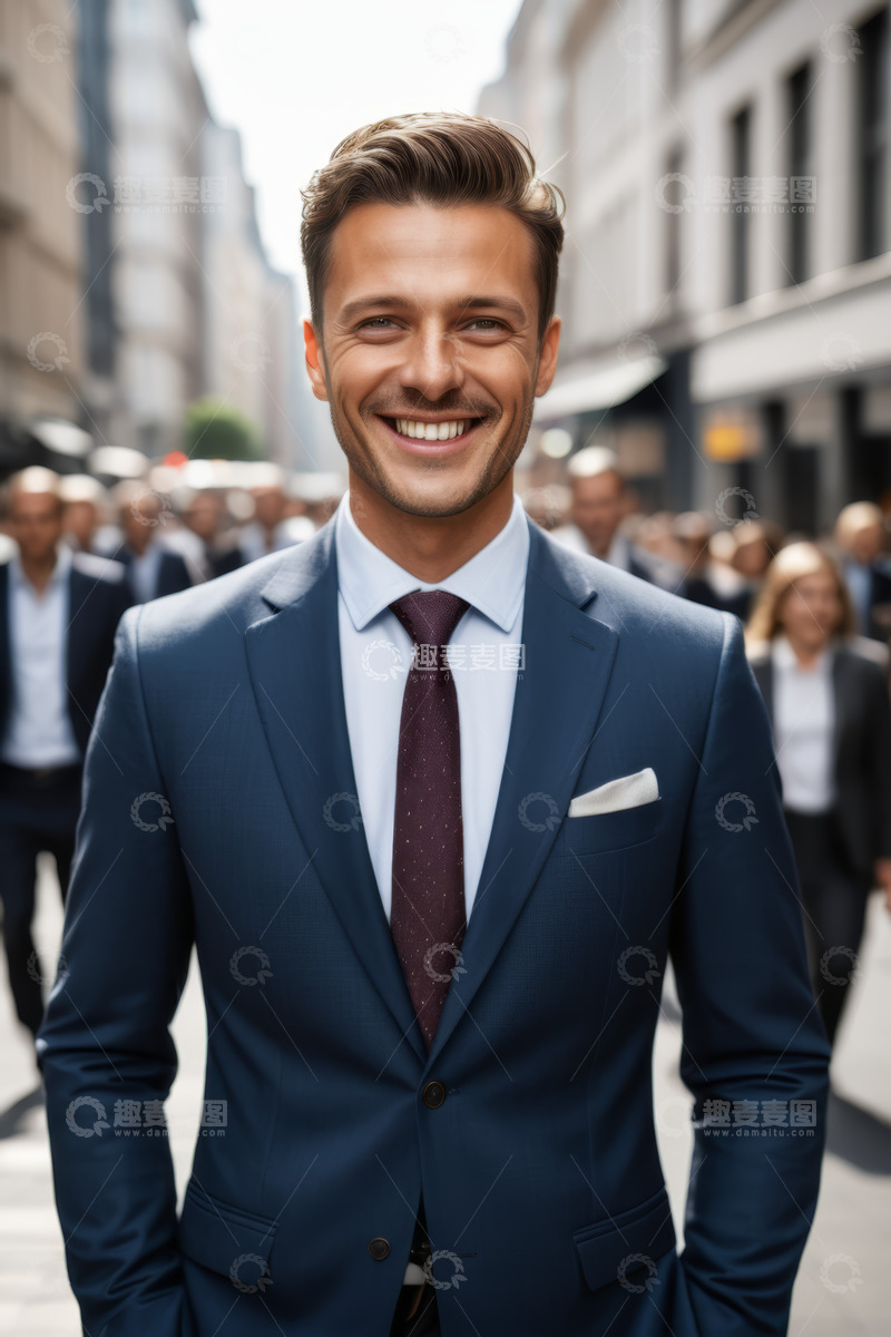 高清大图下载【趣麦麦图】街头微笑的西装男士