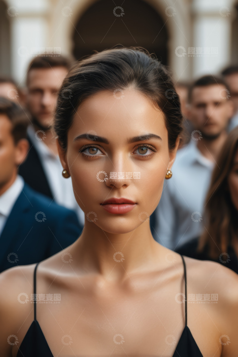 高清大图下载【趣麦麦图】女性特写及背景人群