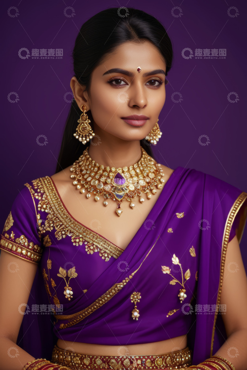 高清大图下载【趣麦麦图】身着传统服饰的印度女子