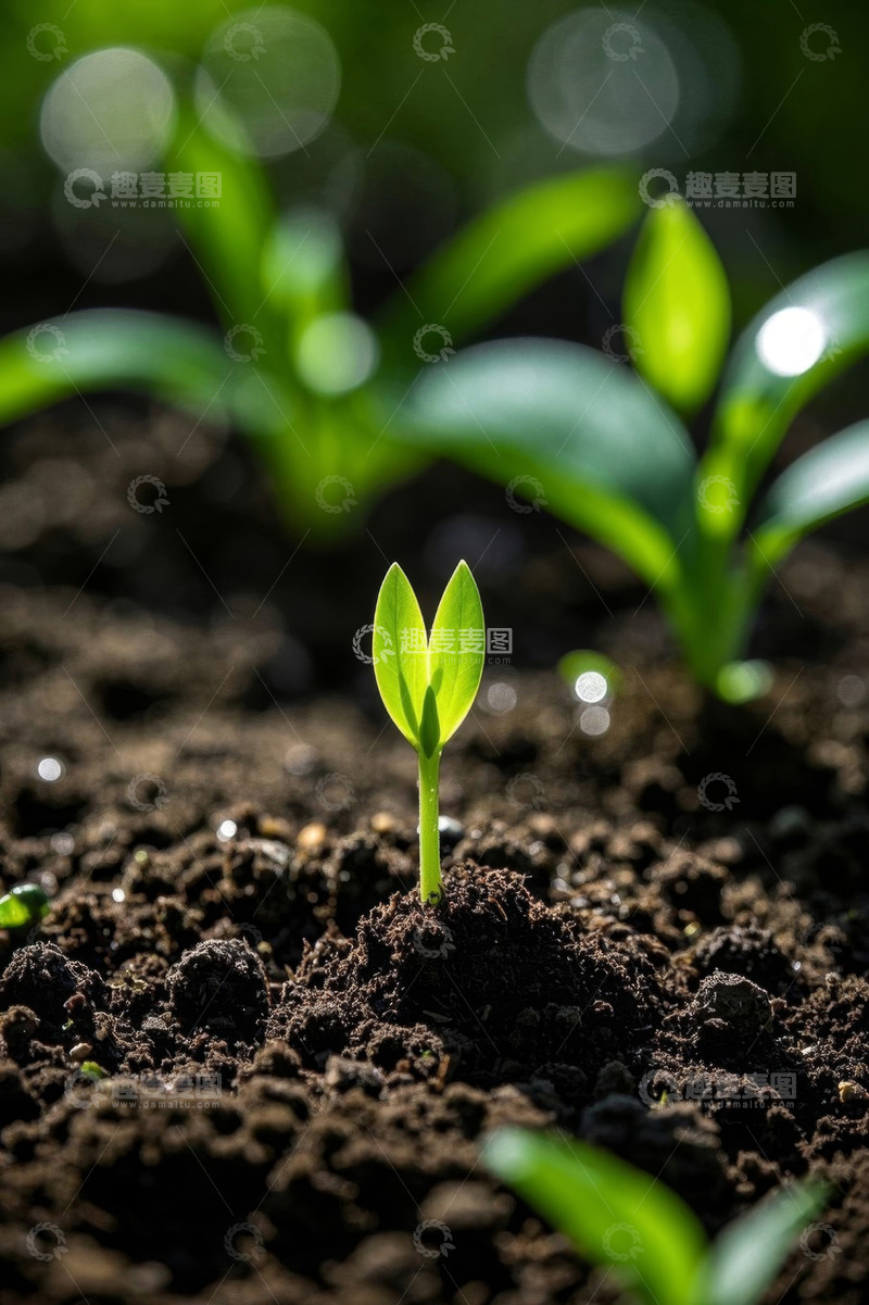 高清大图下载【趣麦麦图】破土而出的嫩绿幼苗