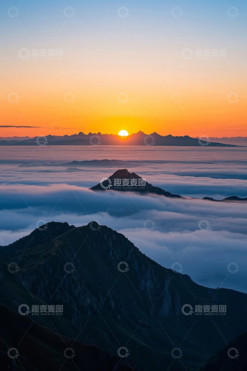 高清大图下载【趣麦麦图】山间云海日出自然景观