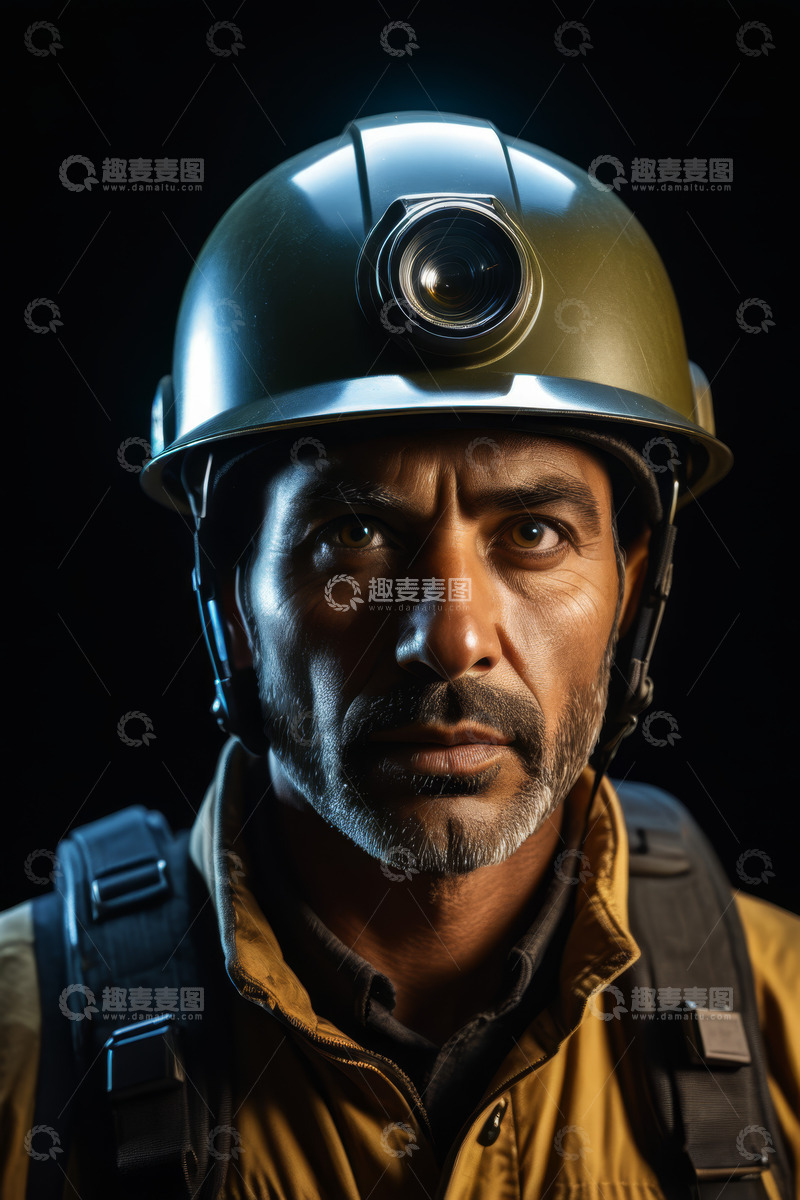高清大图下载【趣麦麦图】戴头盔带探照灯的男性