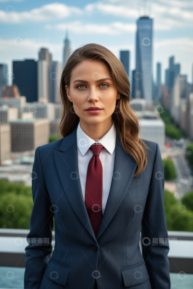 高清大图下载【趣麦麦图】身着西装的女性与城市背景
