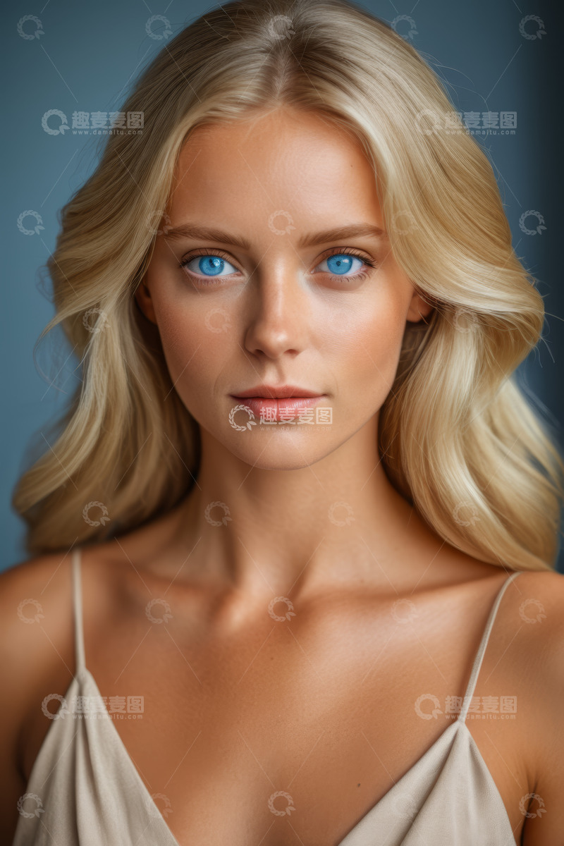 高清大图下载【趣麦麦图】金发女子面部特写