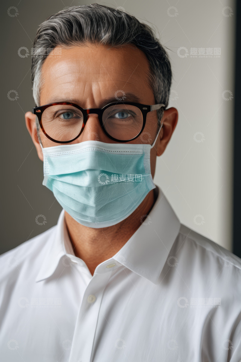高清大图下载【趣麦麦图】戴口罩的男士半身像