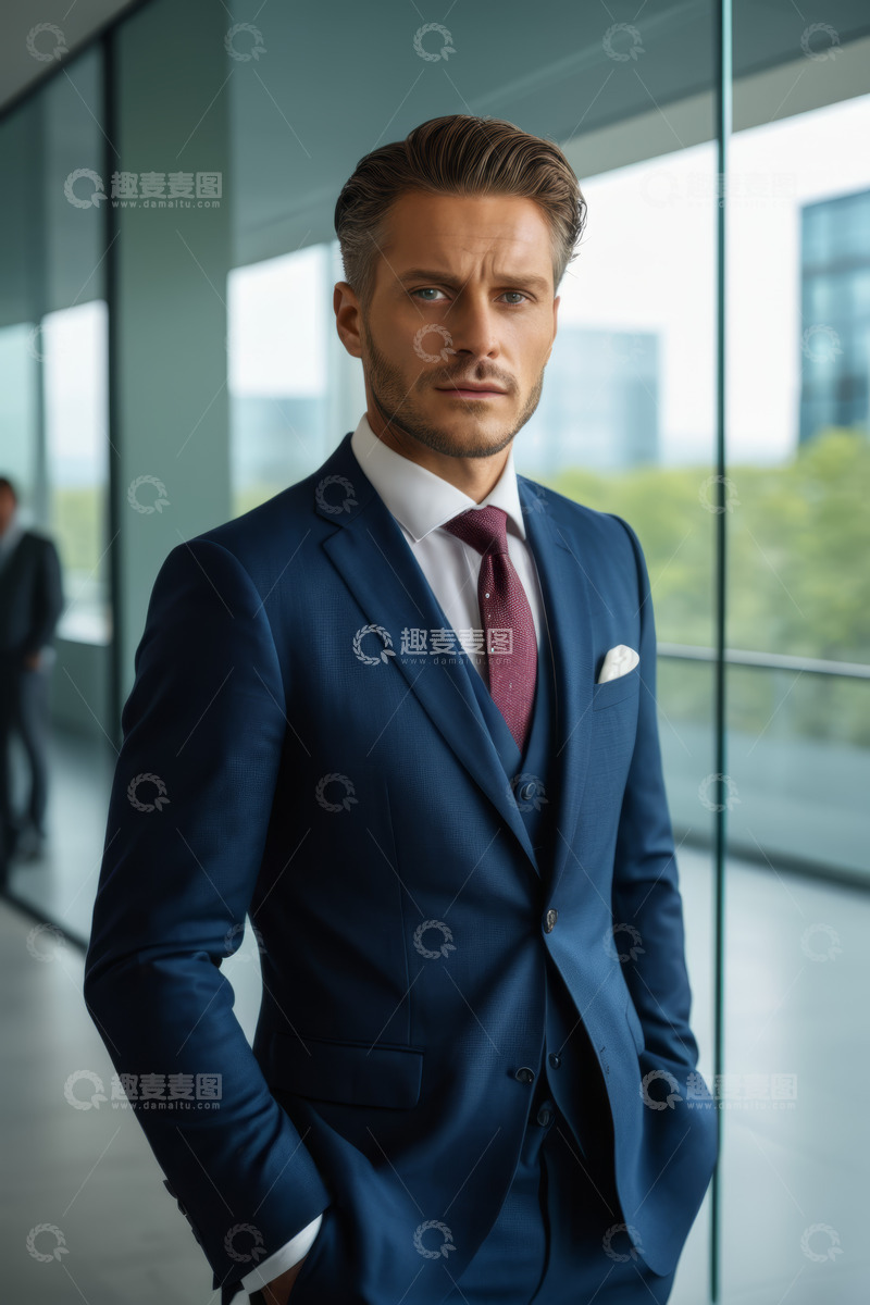 高清大图下载【趣麦麦图】商务男士身着西装站立办公场所
