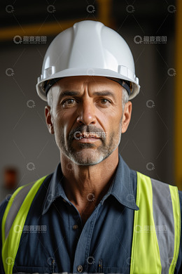 戴安全帽穿反光背心的工人