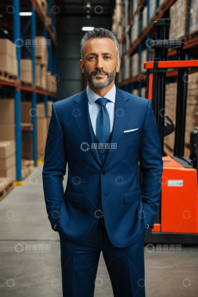高清大图下载【趣麦麦图】西装男士站立于仓库内
