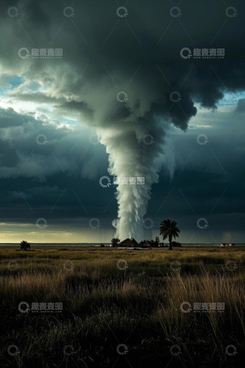 高清大图下载【趣麦麦图】田野上空的龙卷风自然风光