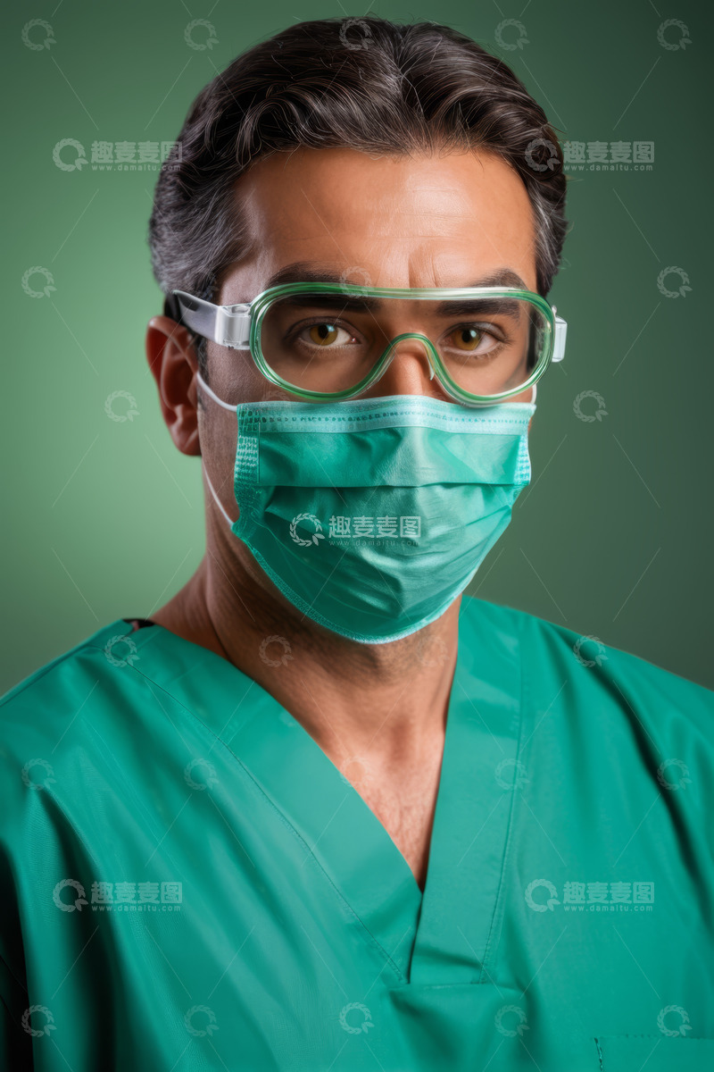 高清大图下载【趣麦麦图】身着手术服的医生肖像