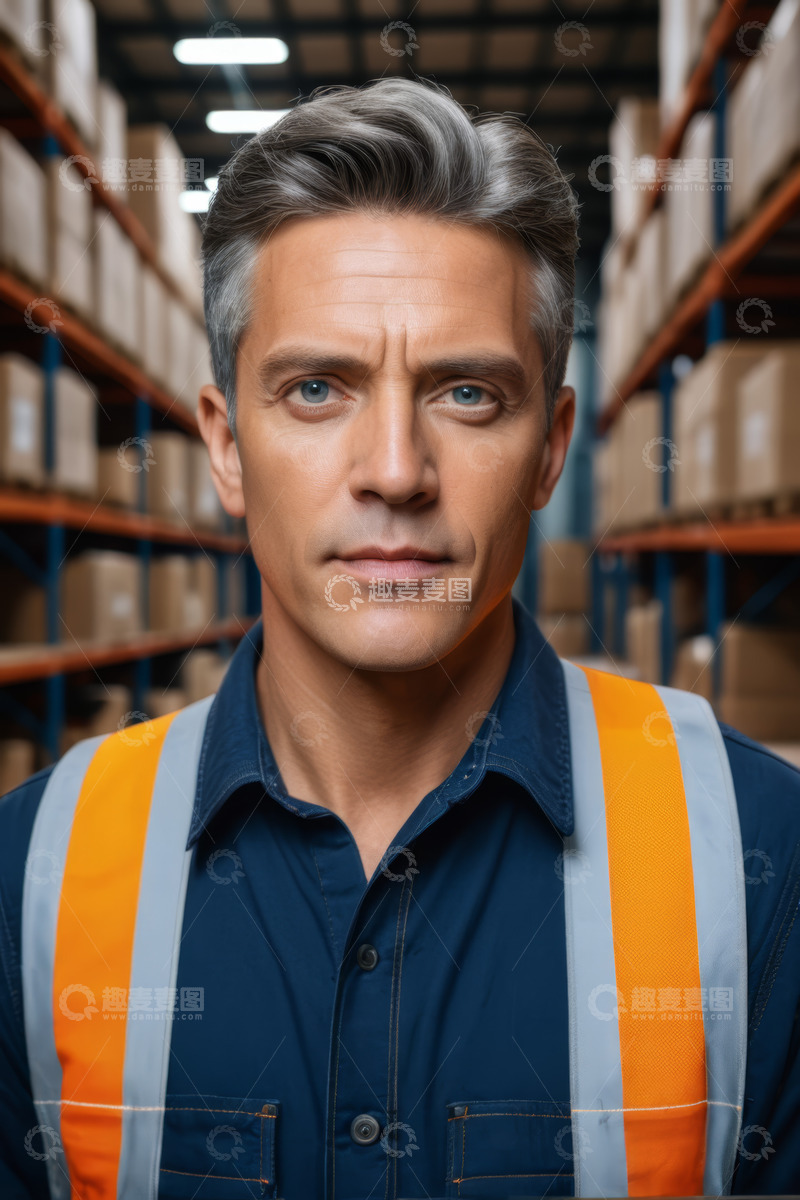 高清大图下载【趣麦麦图】仓库工人正面特写