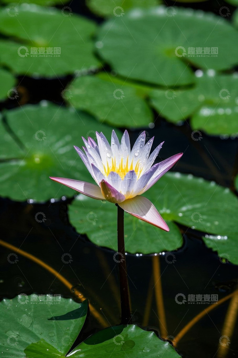 高清大图下载【趣麦麦图】水中绽放的紫色睡莲