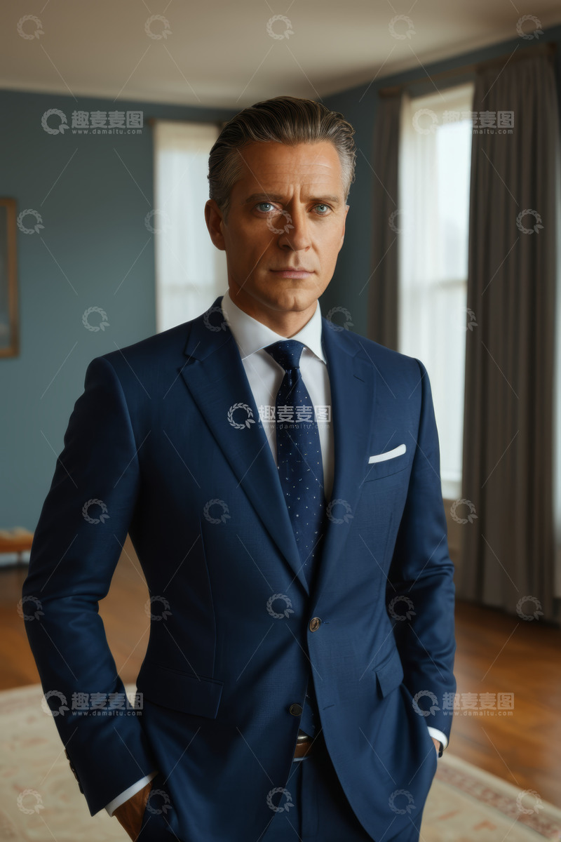 高清大图下载【趣麦麦图】身着西装的男士室内站立