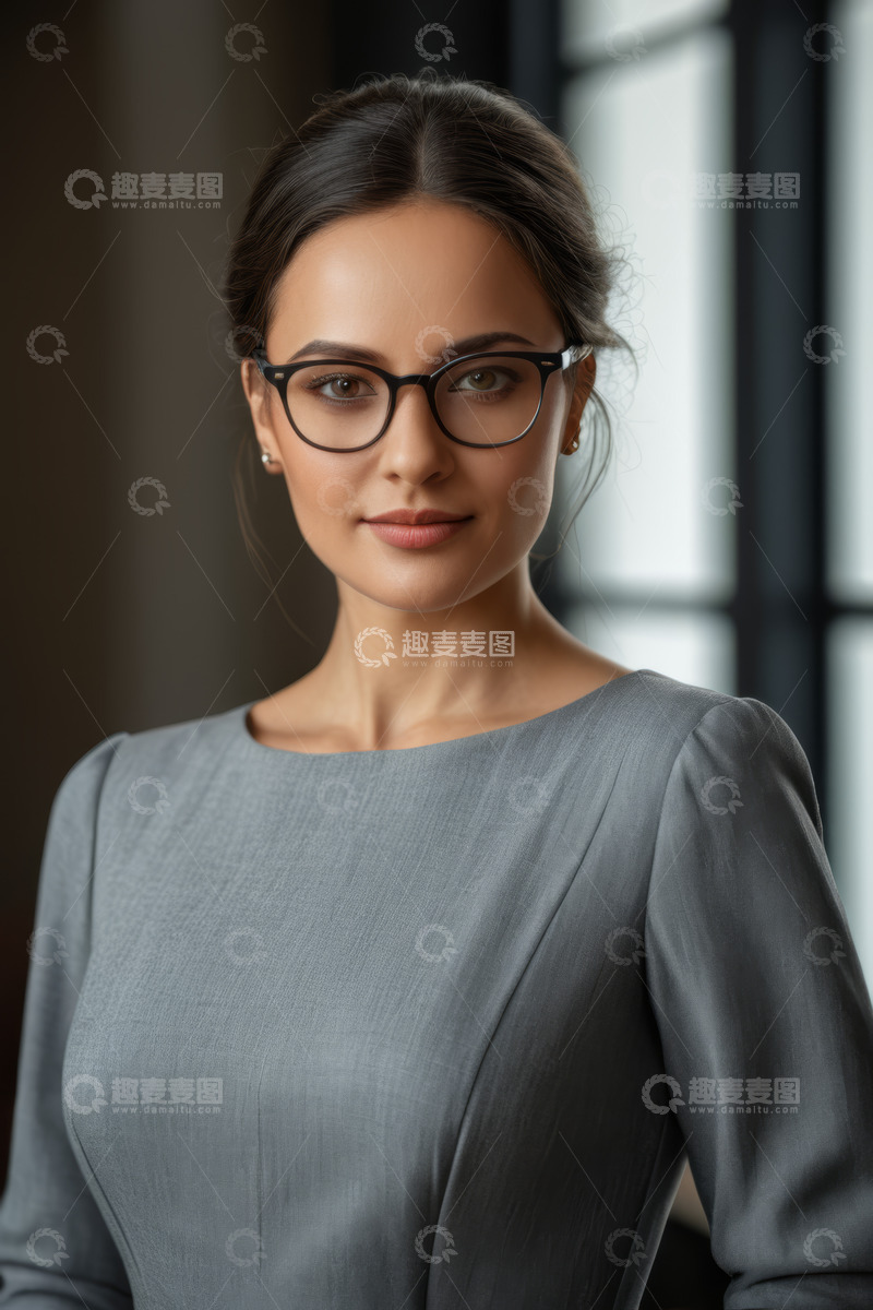 高清大图下载【趣麦麦图】戴眼镜的职业女性肖像