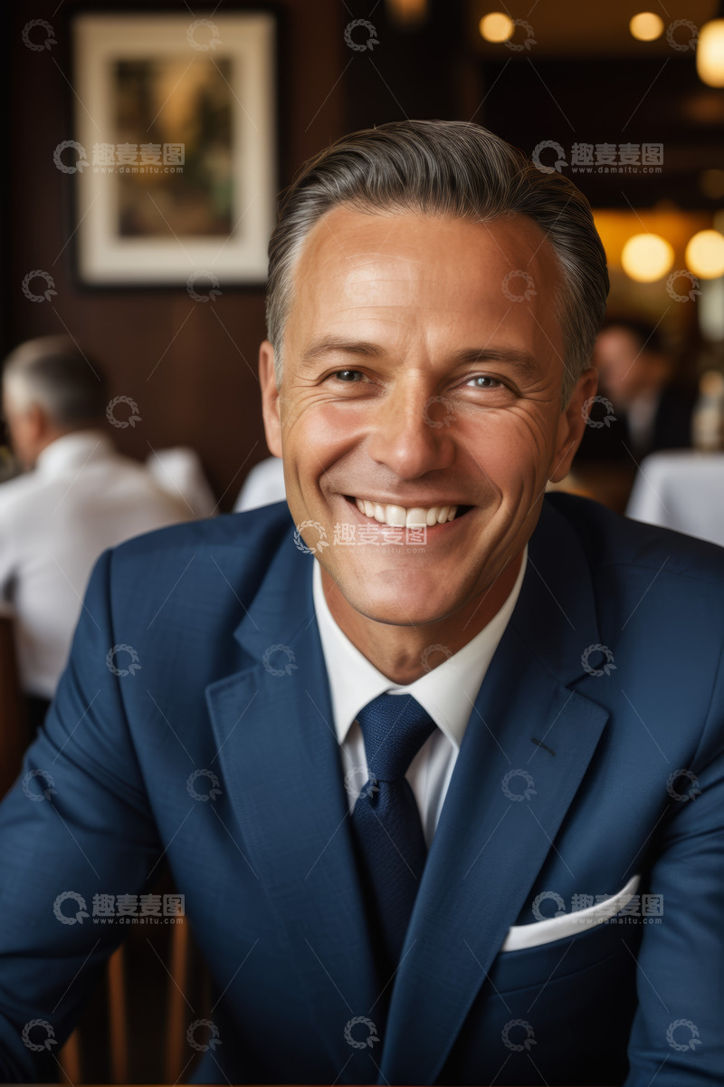 高清大图下载【趣麦麦图】穿着西装微笑的商务男士