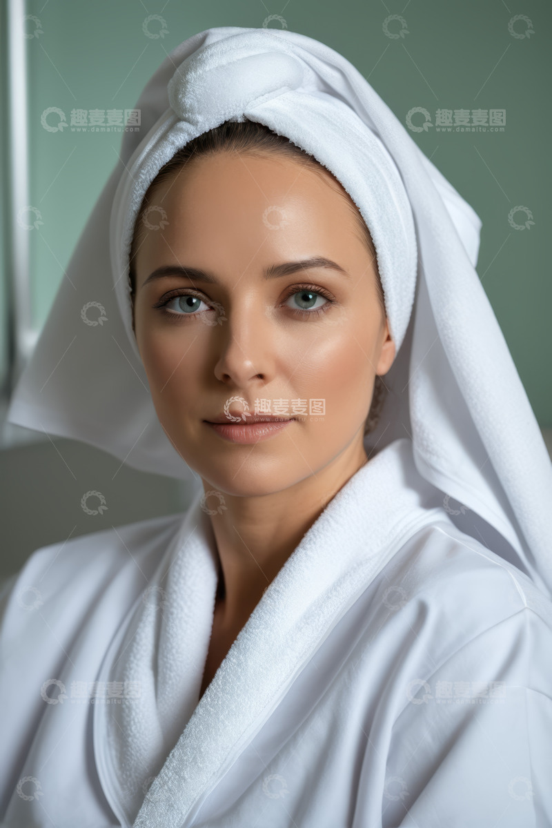 高清大图下载【趣麦麦图】裹浴巾女人的面部特写