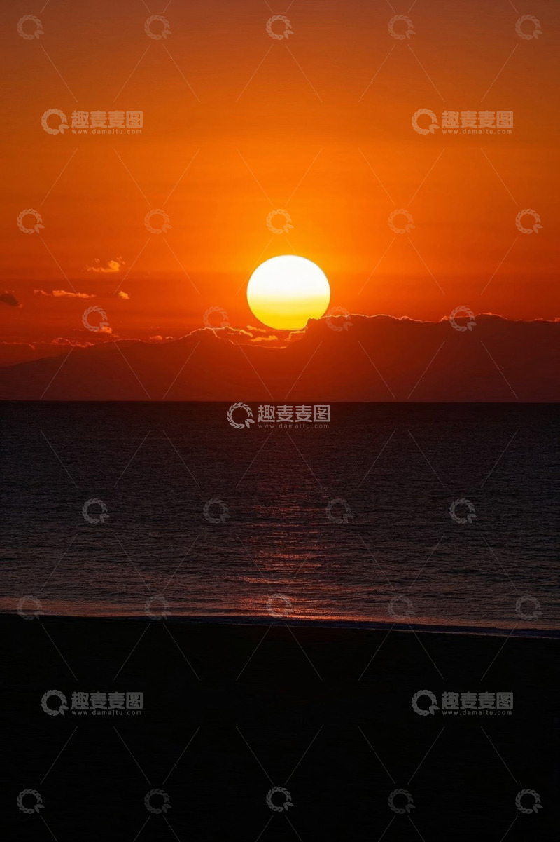高清大图下载【趣麦麦图】海上日落自然风光