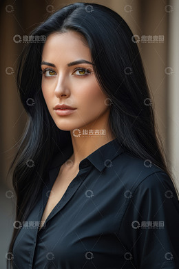 黑衣长发女子肖像