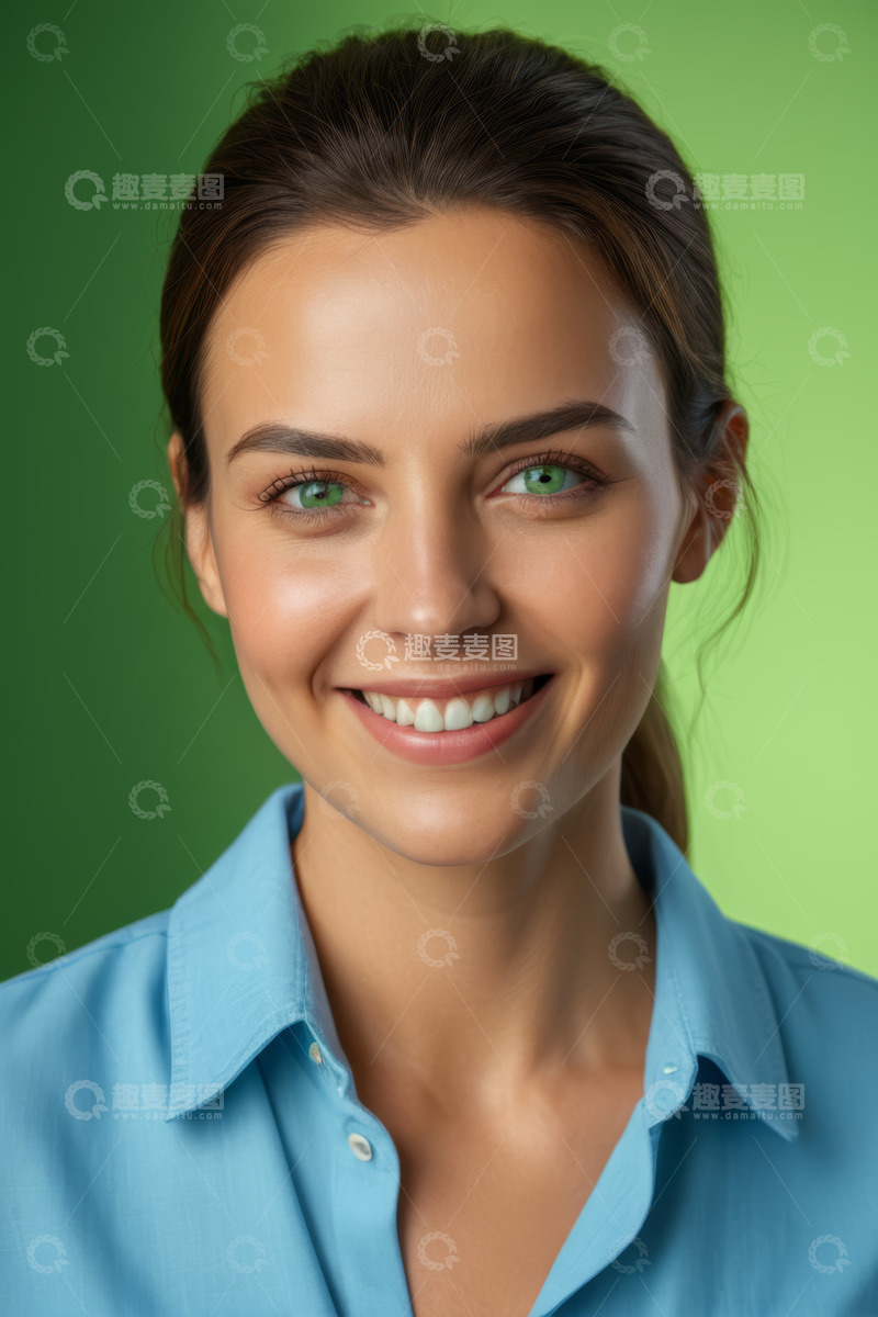 高清大图下载【趣麦麦图】微笑年轻女性半身肖像