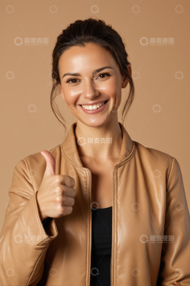 高清大图下载【趣麦麦图】微笑女人竖大拇指特写