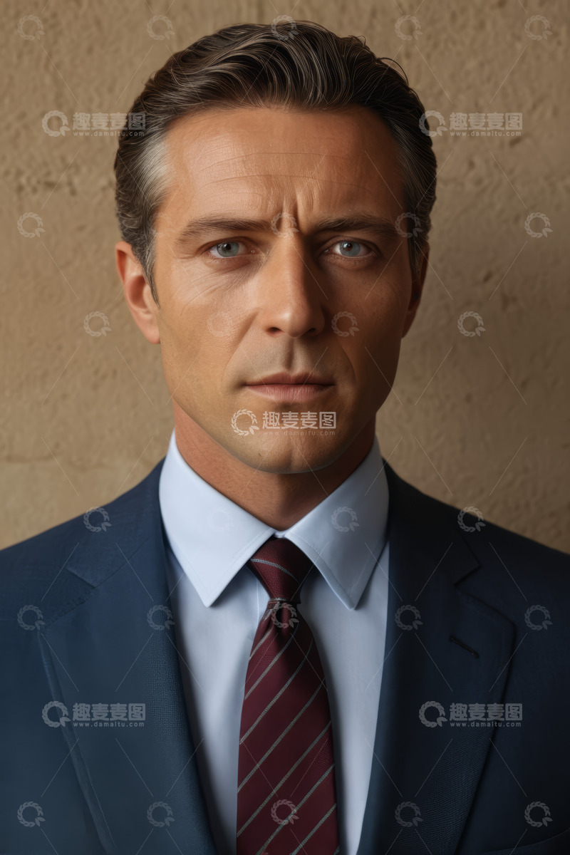 高清大图下载【趣麦麦图】西装男士严肃正面肖像
