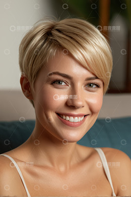 微笑的金发女子半身像