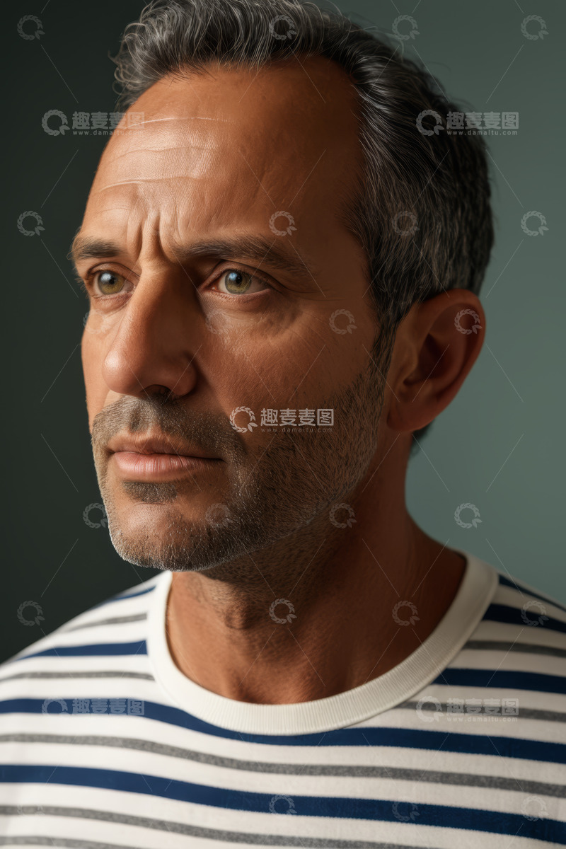 高清大图下载【趣麦麦图】中年男子侧面肖像特写