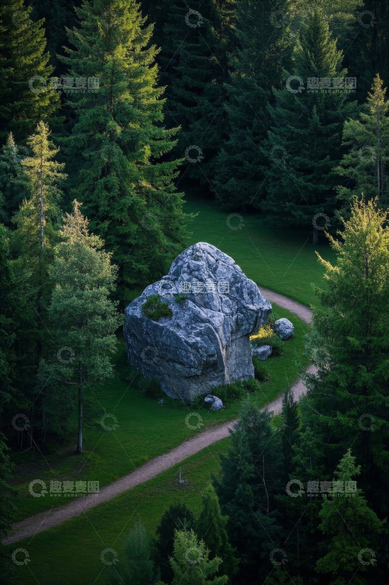 高清大图下载【趣麦麦图】森林中的巨大岩石景观