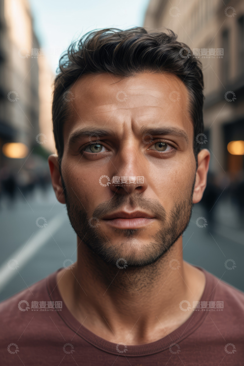 高清大图下载【趣麦麦图】街道上的男性近景肖像